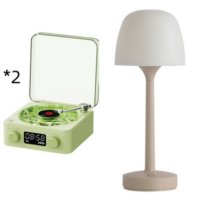 Retro Turntable Speaker Wireless Bluetooth-Compatible 5.0 Vinyl Record Player Stereo Sound with White Noise RGB Projection Lamp Effect