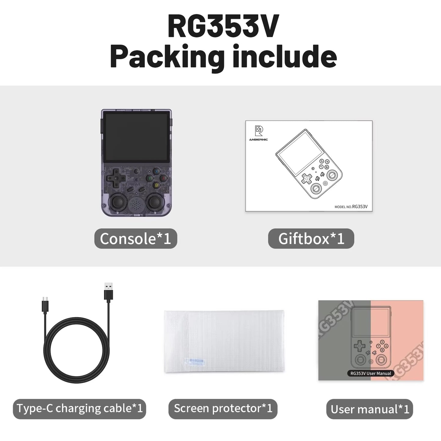 RG353V RG353VS Handheld Gam Console 3.5'' IPS Screen HDMI Output Android Linux OS Built-In Retro Emulator Player Gifts