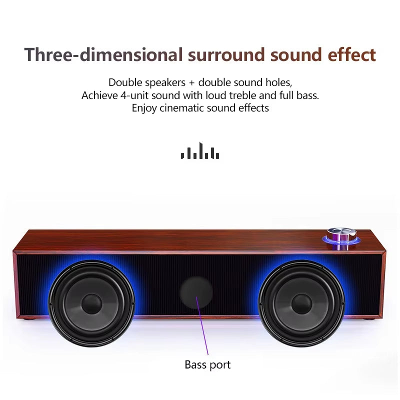 Wired Wooden Computer Speaker Bluetooth Speakers with Multimedia for Desktop Sound Box Subwoofer Soundbar Strong Bass HIFI