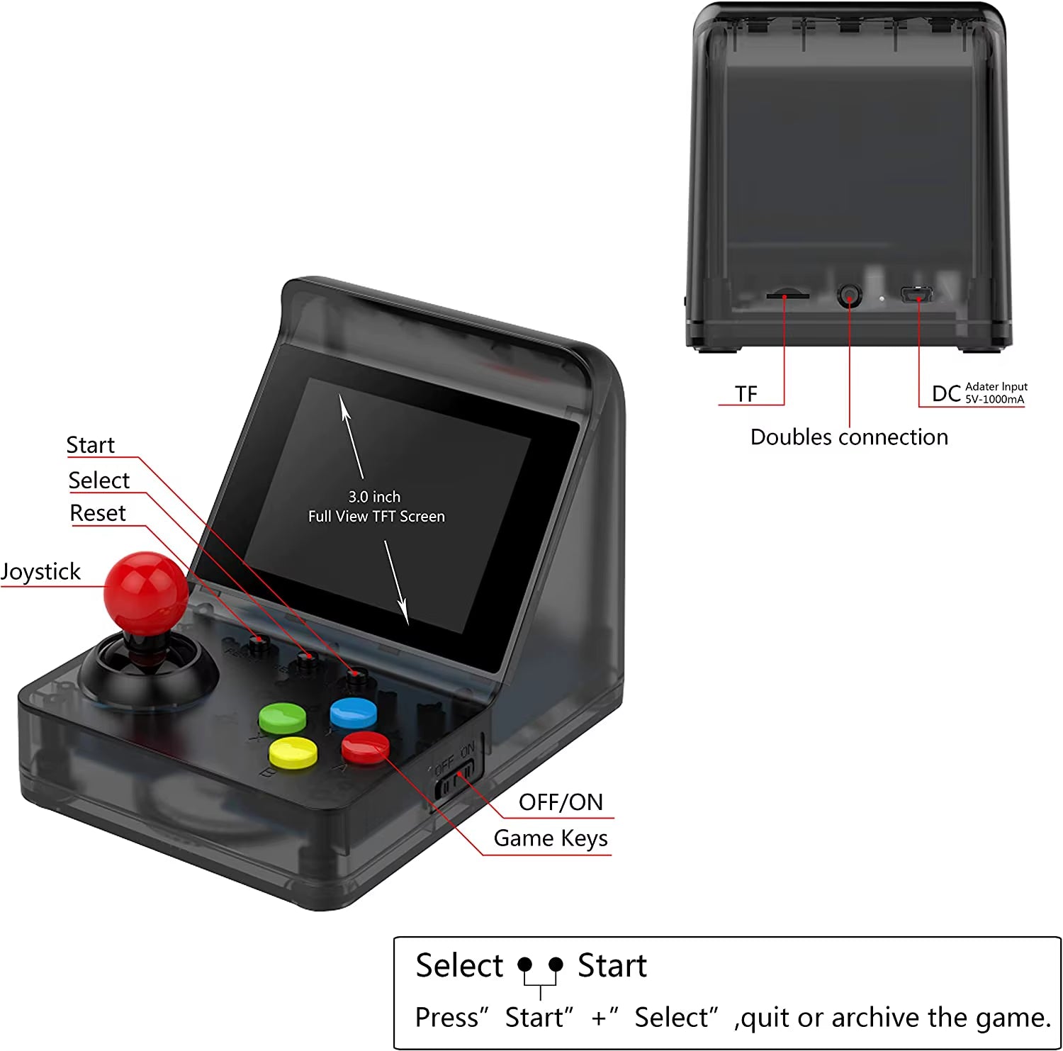 ARCADE MINI Best Popular 32 Bit Mini Arcade Retro Console Handheld Portable Classic Player 500 Games for Kids