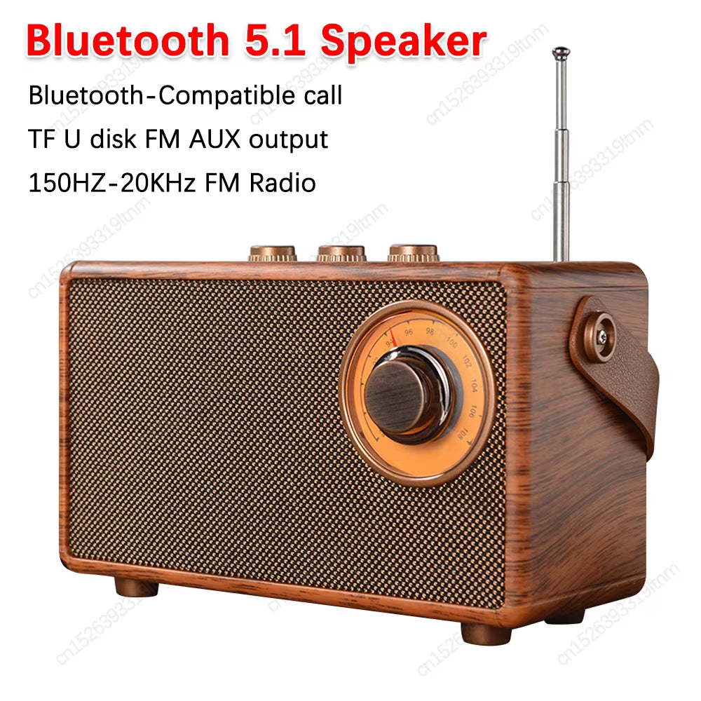 Retro Fm Radio Bluetooth-Compatible 5.1 Creative Portable Radio Receiver High Fidelity Small Speaker for Outdoor Travel Camping