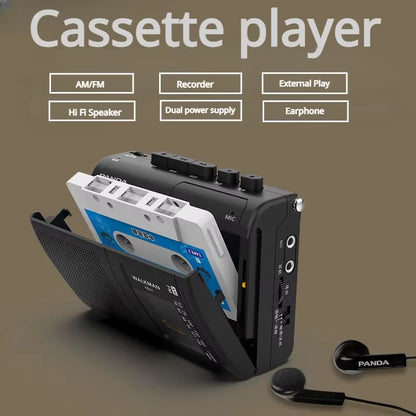 Portable Tape AM/FM Radio Retro Cassette Music Player Walkman Tape Recorders with Loudspeaker Support 3.5Mm Headphone Play