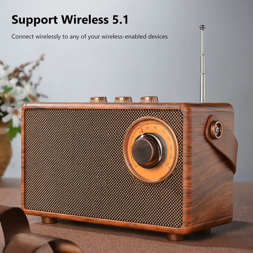 Retro Fm Radio Bluetooth-Compatible 5.1 Creative Portable Radio Receiver High Fidelity Small Speaker for Outdoor Travel Camping