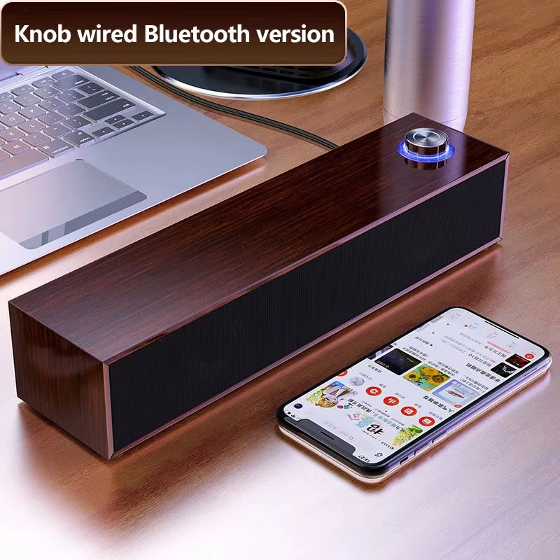 Wired Wooden Computer Speaker Bluetooth Speakers with Multimedia for Desktop Sound Box Subwoofer Soundbar Strong Bass HIFI