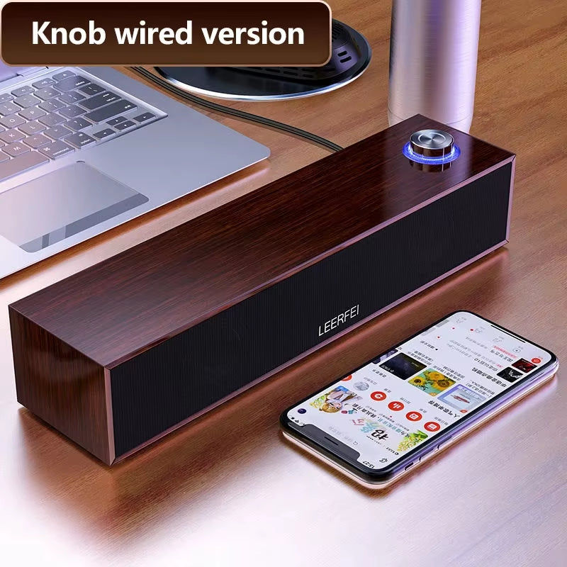 Wired Wooden Computer Speaker Bluetooth Speakers with Multimedia for Desktop Sound Box Subwoofer Soundbar Strong Bass HIFI