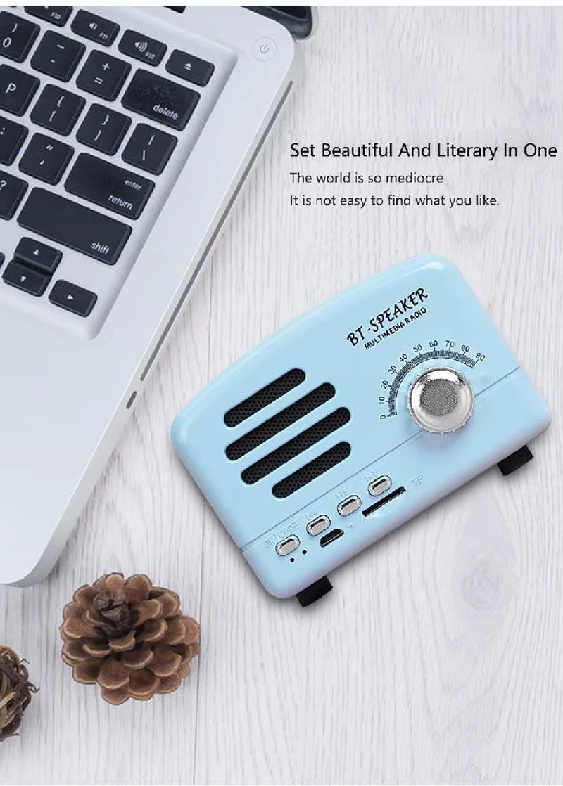 Retro Portable Bluetooth Speaker Classic Music Player Mini Wireless Bluetooth Speaker Radio USB/TF Card Soundbox Music Box
